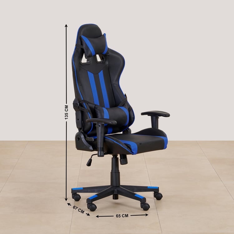 Buy Refurbished Buddy Faux Leather High Back Gaming Chair Black and Blue from Home Centre at just INR 10042.0