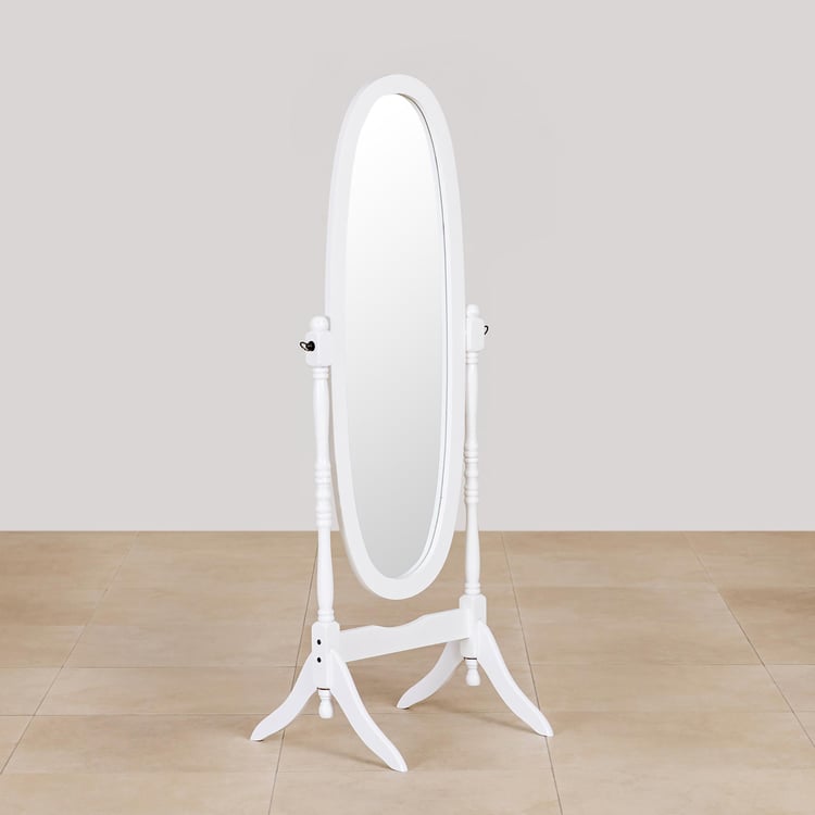 (Refurbished) Cheval Solid Wood Standing Mirror - White