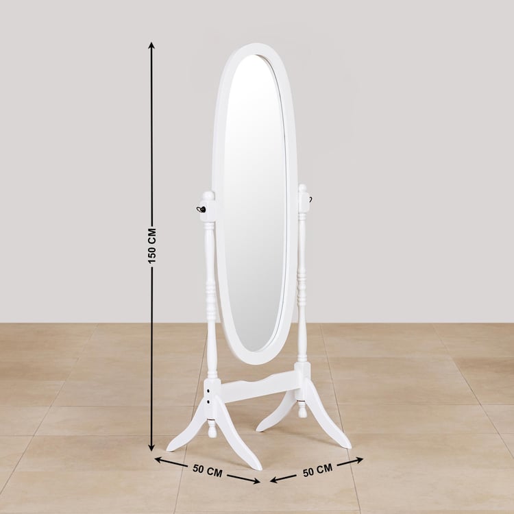 (Refurbished) Cheval Solid Wood Standing Mirror - White