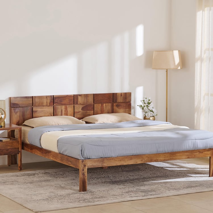 Helios Rubix Sheesham Wood King Bed - Brown