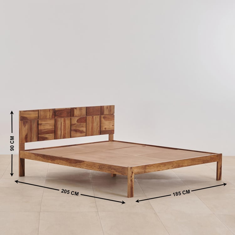 Helios Rubix Sheesham Wood King Bed - Brown