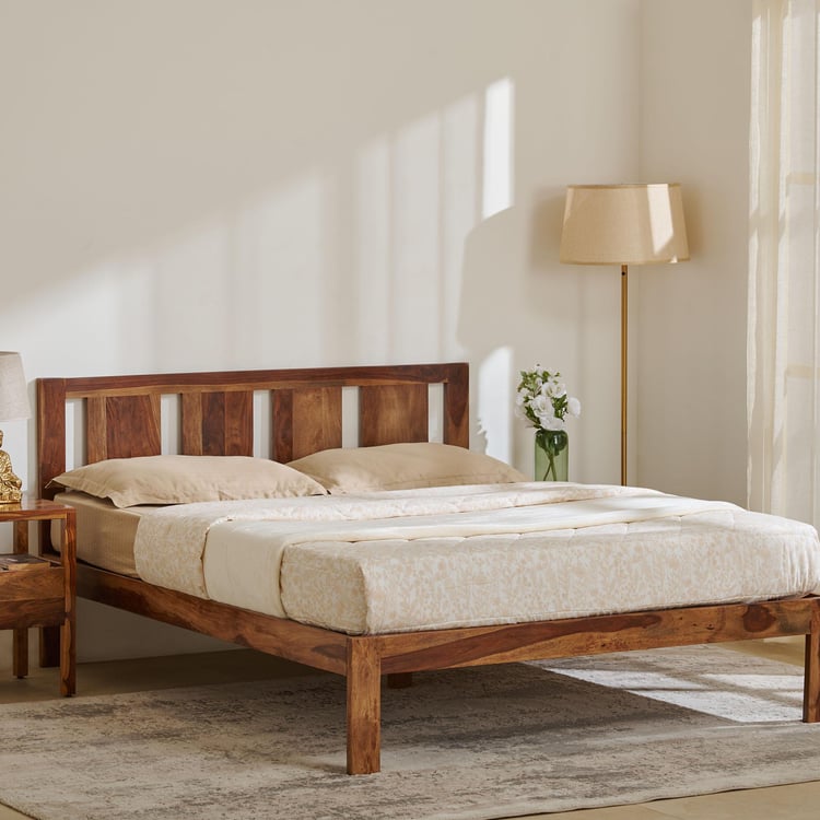 Helios Pico Sheesham Wood King Bed - Brown