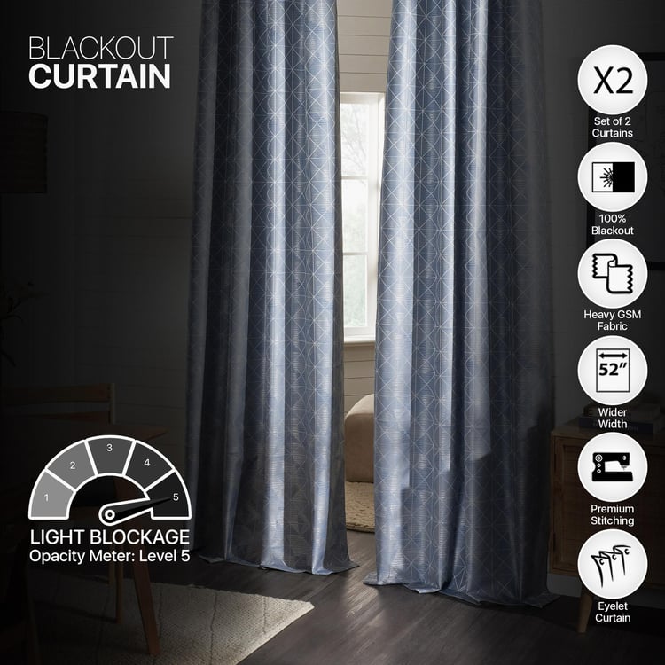 DECO WINDOW Antartica Set of 2 Printed Blackout Window Curtains