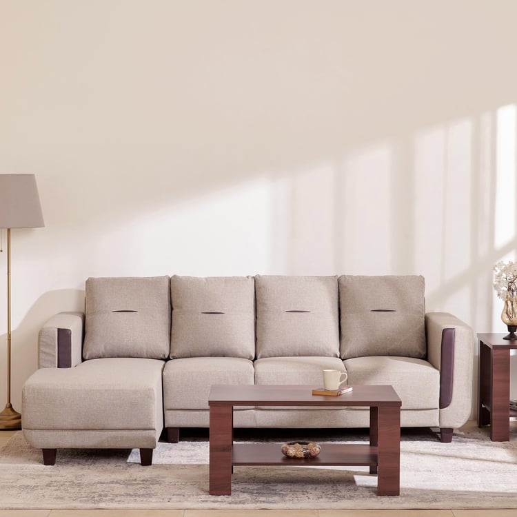 Berry Fabric 3-Seater Left Corner Sofa with Chaise - Beige