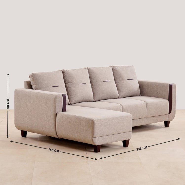 Berry Fabric 3-Seater Left Corner Sofa with Chaise - Beige