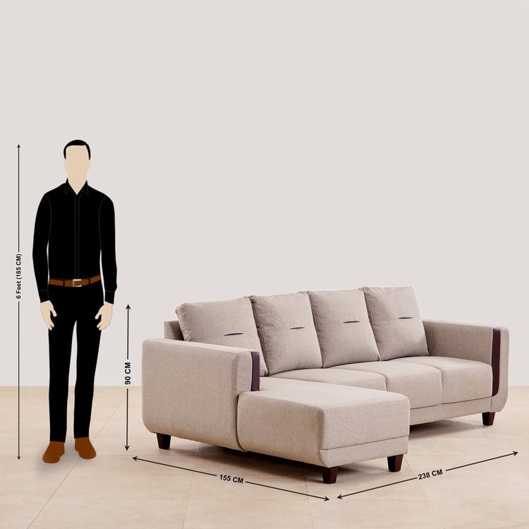 Berry Fabric 3-Seater Left Corner Sofa with Chaise - Beige