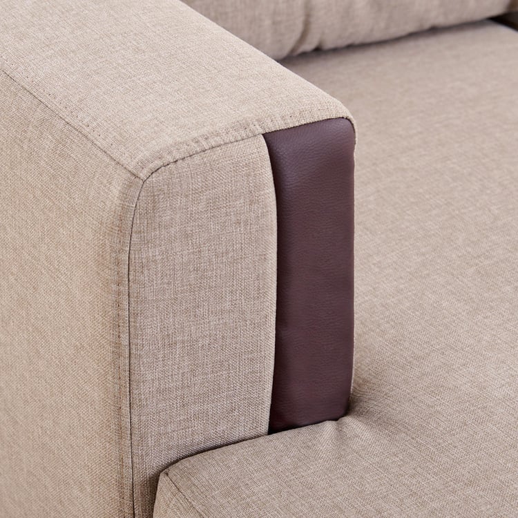 Berry Fabric 3-Seater Left Corner Sofa with Chaise - Beige