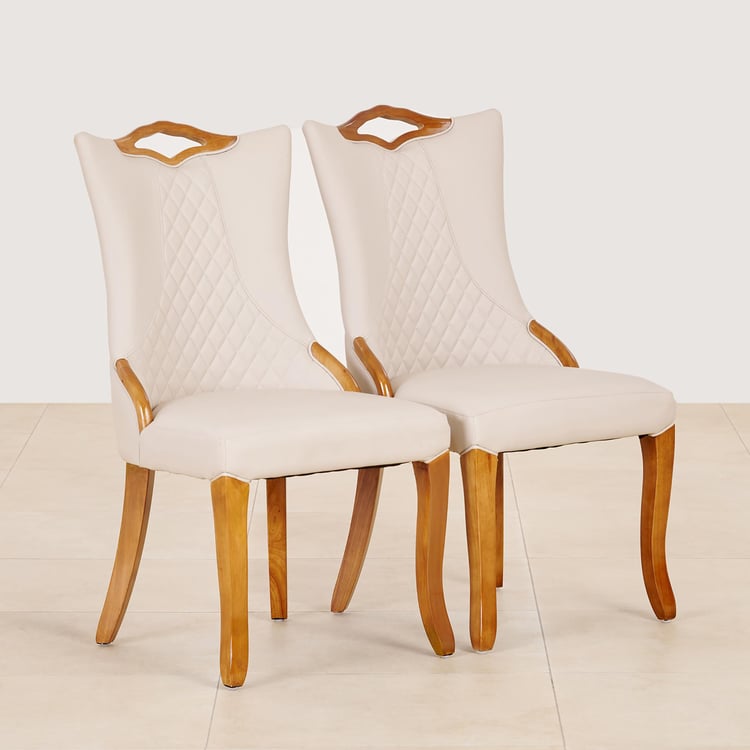 (Refurbished) Prince Set of 2 Faux Leather Dining Chairs - Off White