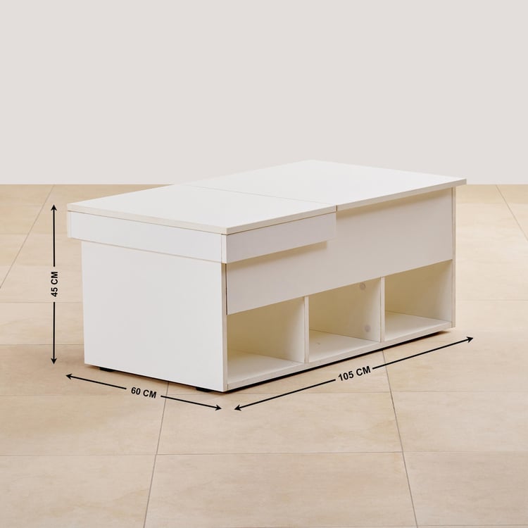 (Refurbished) Helios Reynan Lift-Up Coffee Table - White