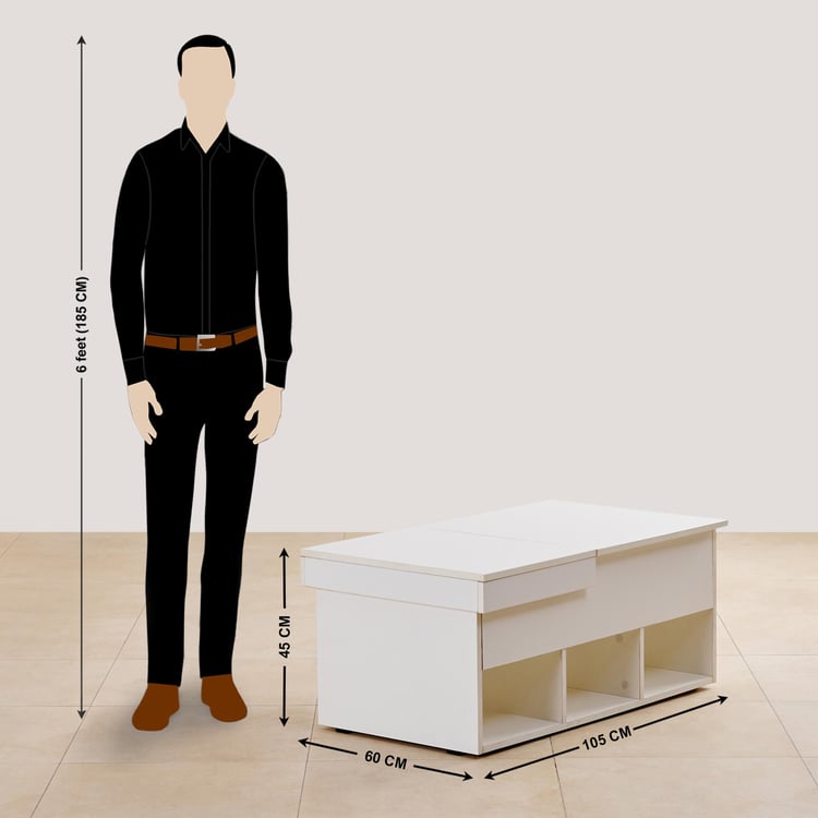 (Refurbished) Helios Reynan Lift-Up Coffee Table - White