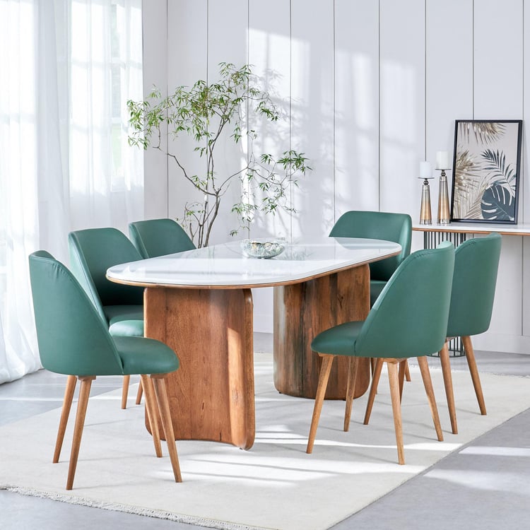 Fern Living Quartz Top 6-Seater Dining Set with Chairs - Green