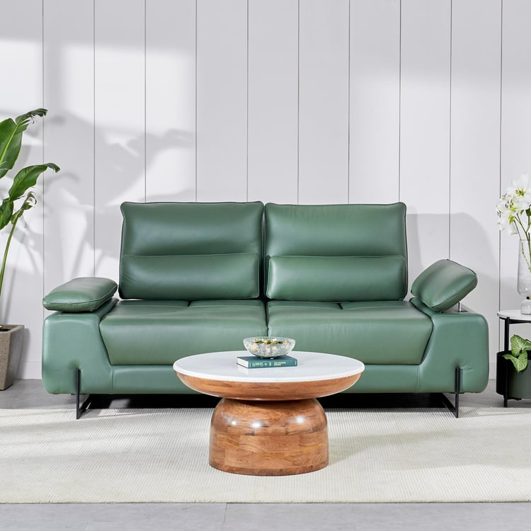 Fern Living Half Leather 3-Seater Sofa - Green