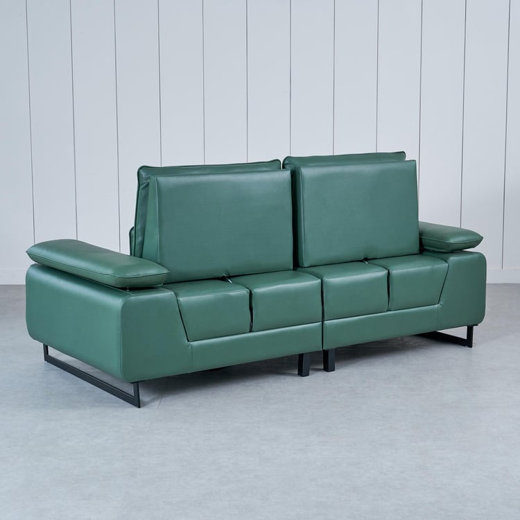 Fern Living Half Leather 3-Seater Sofa - Green