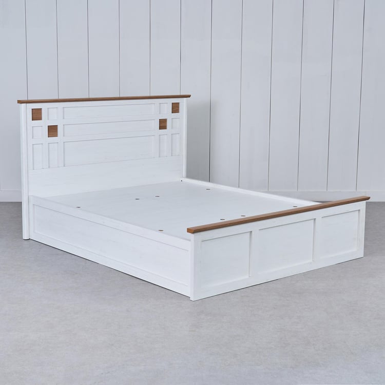 Santorini Sandy King Bed with Box Storage - White