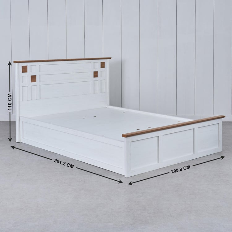 Santorini Sandy King Bed with Box Storage - White