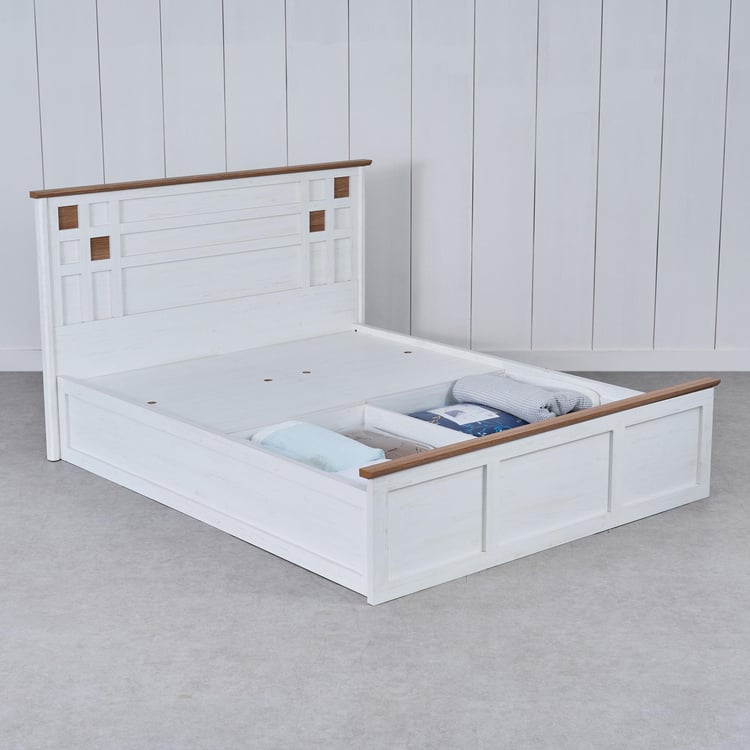 Santorini Sandy King Bed with Box Storage - White