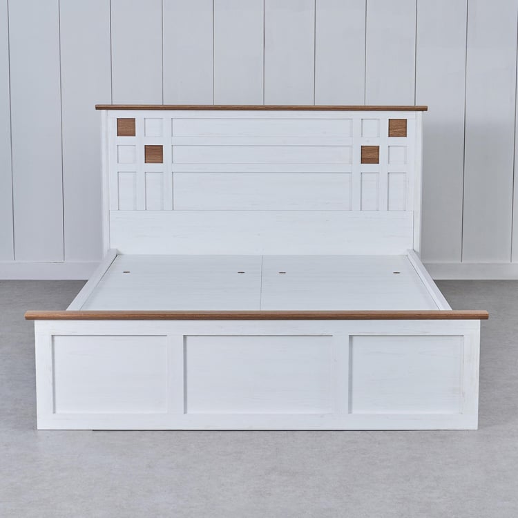 Santorini Sandy King Bed with Box Storage - White