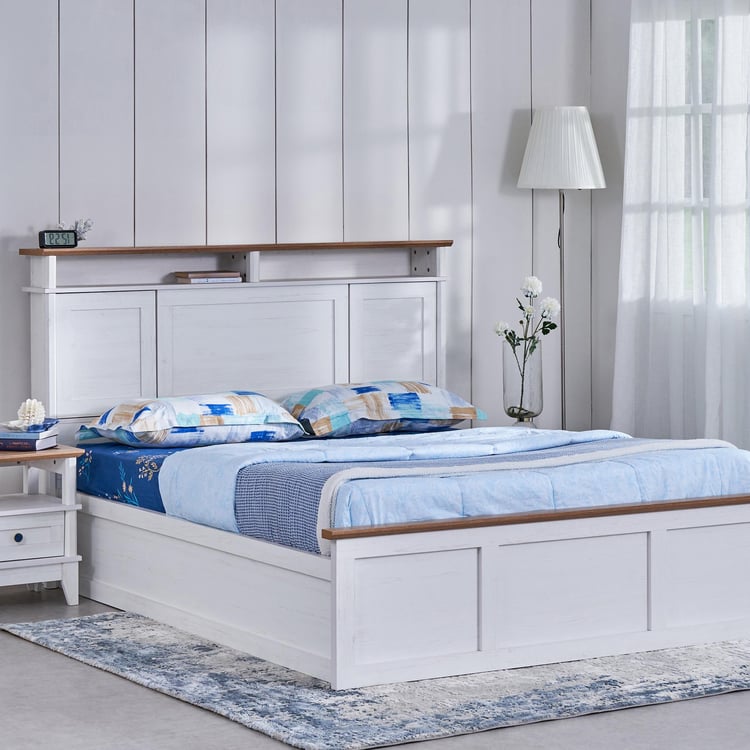 Santorini Marina Queen Bed with Box Storage - White