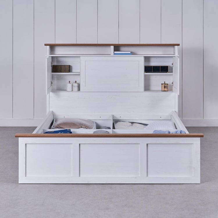 Santorini Marina Queen Bed with Box Storage - White