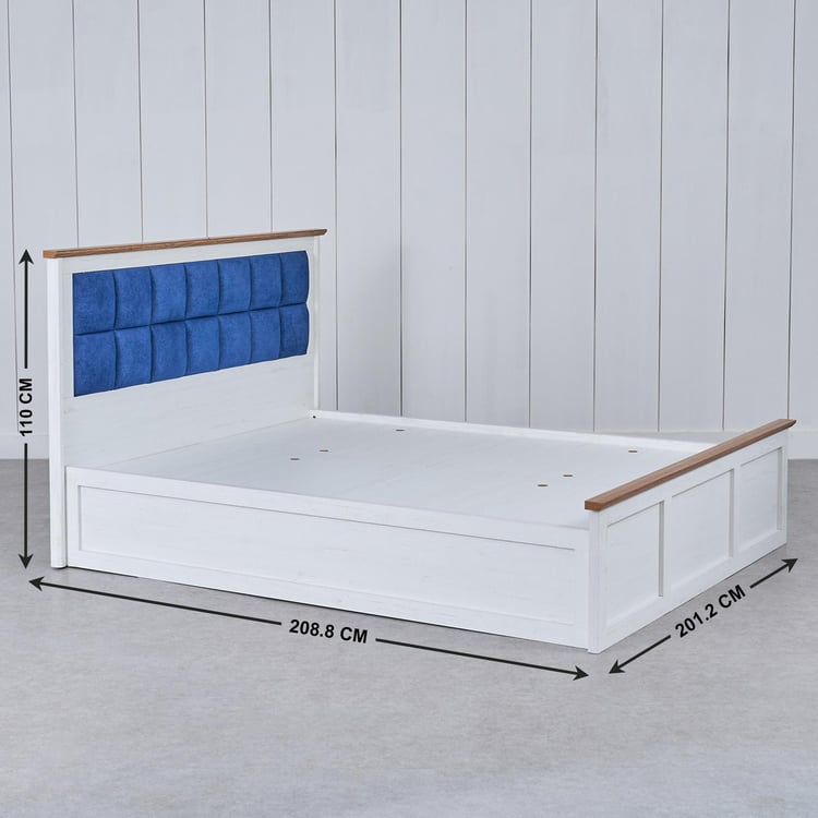 Santorini Pearl King Bed with Box Storage - White