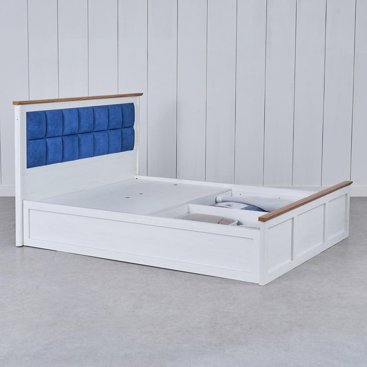 Santorini Pearl King Bed with Box Storage - White