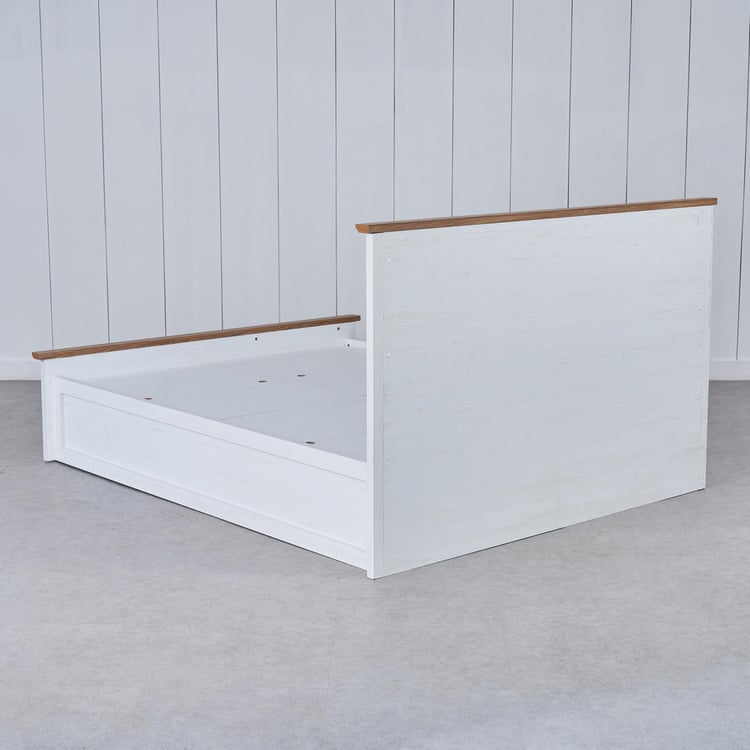 Santorini Pearl King Bed with Box Storage - White