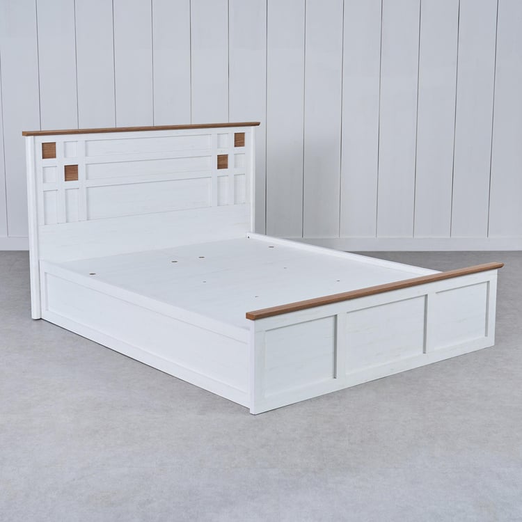 Santorini Sandy King Bed with Hydraulic Storage - White