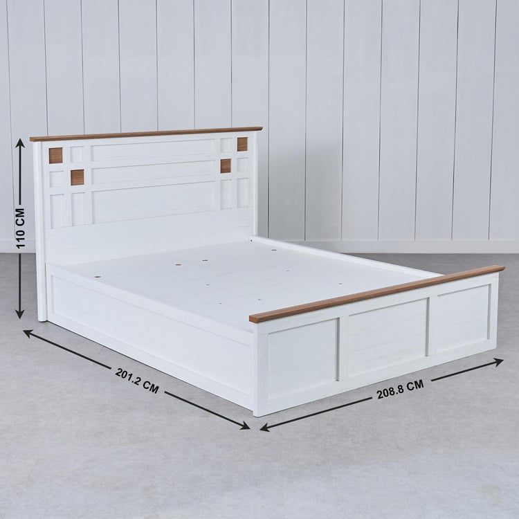 Santorini Sandy King Bed with Hydraulic Storage - White