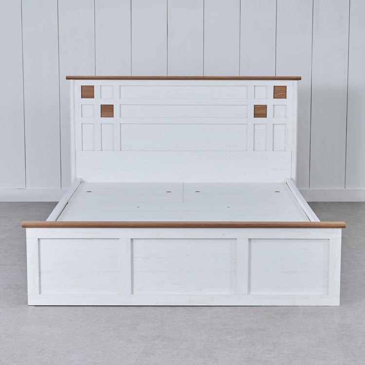 Santorini Sandy King Bed with Hydraulic Storage - White