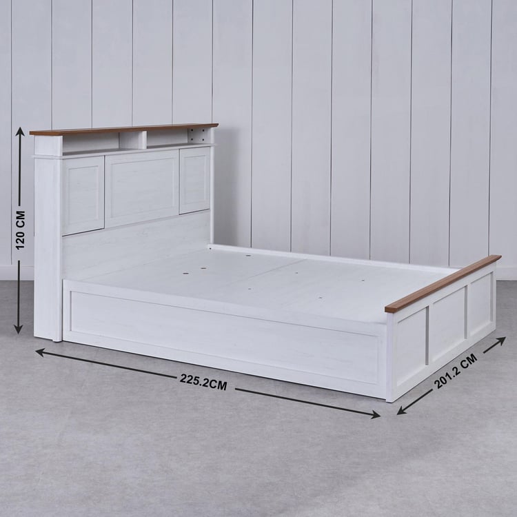 Santorini Marina King Bed with Hydraulic Storage - White