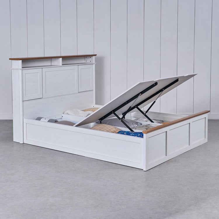 Santorini Marina King Bed with Hydraulic Storage - White