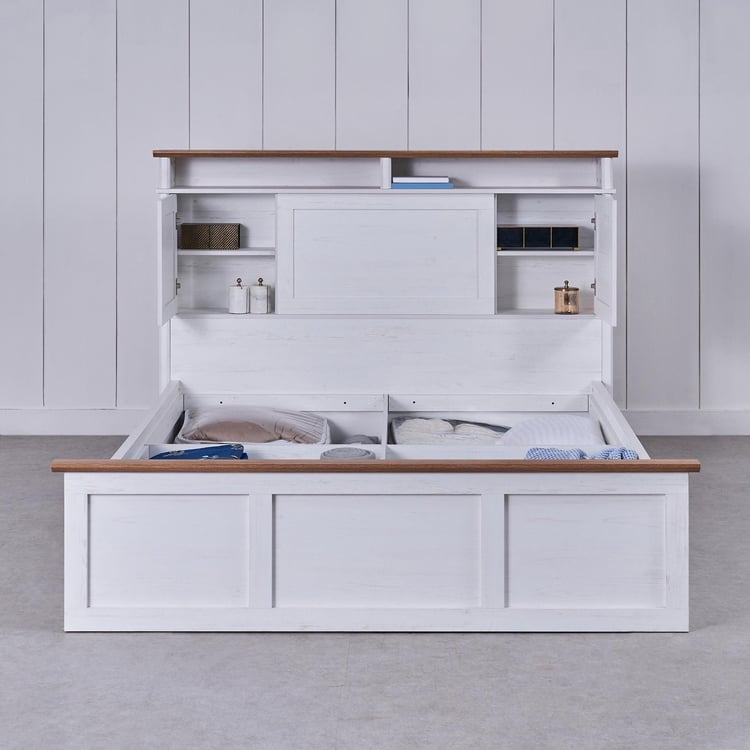 Santorini Marina Queen Bed with Hydraulic Storage - White