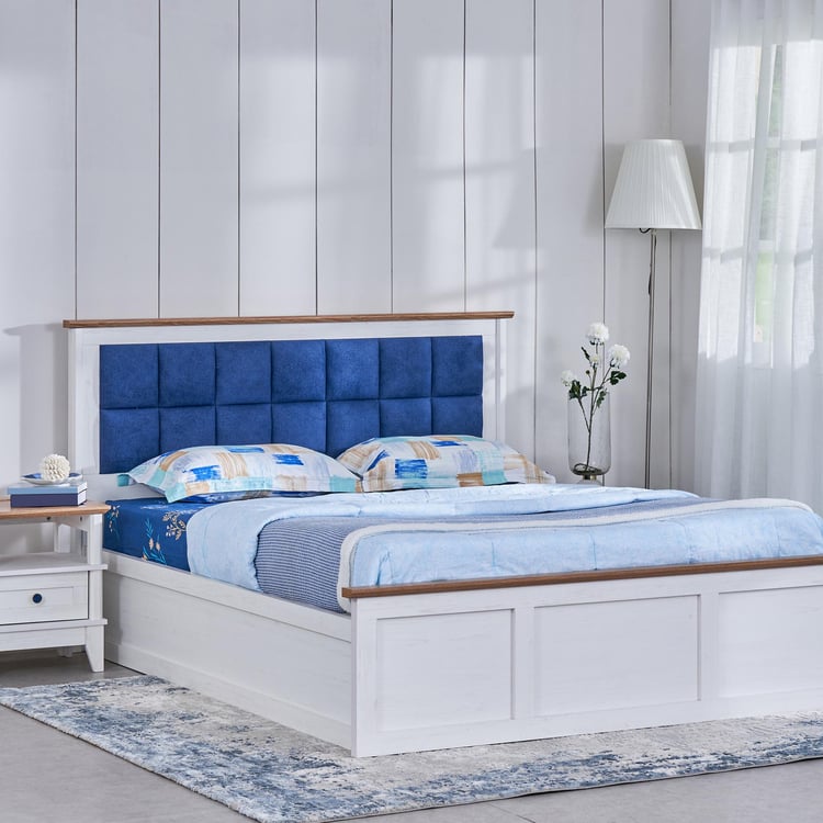 Santorini Pearl Queen Bed with Hydraulic Storage - White