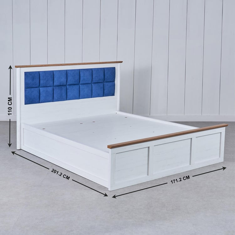 Santorini Pearl Queen Bed with Hydraulic Storage - White