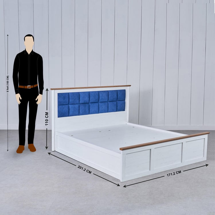 Santorini Pearl Queen Bed with Hydraulic Storage - White