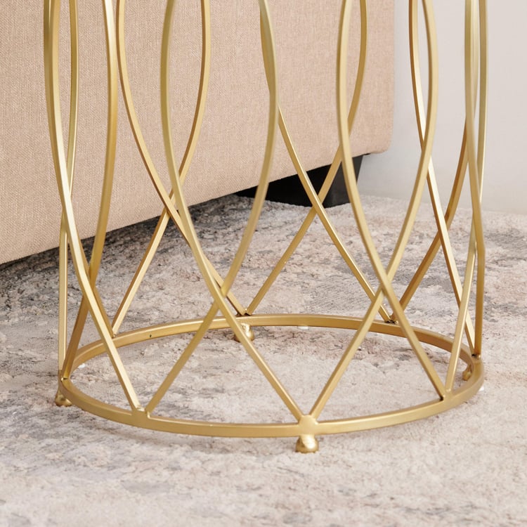 Gohan NXT Marble Top End Table - Gold