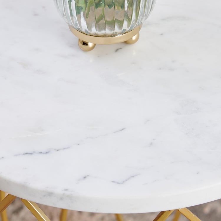 Gohan NXT Marble Top End Table - Gold