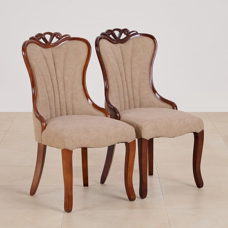 (Refurbished) Empire Set of 2 Fabric Dining Chairs - Beige