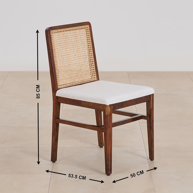 (Refurbished) Cane Connection Set of 2 Sheesham Wood Dining Chairs - Brown