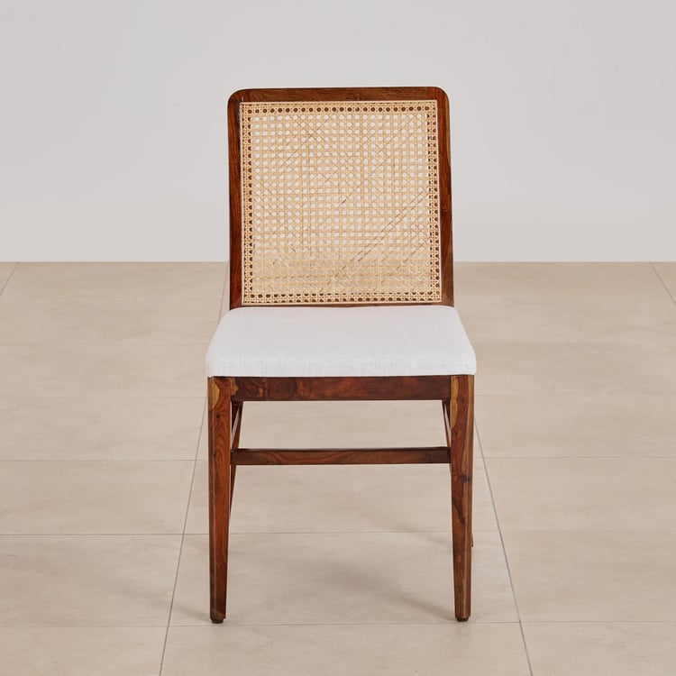 (Refurbished) Cane Connection Set of 2 Sheesham Wood Dining Chairs - Brown