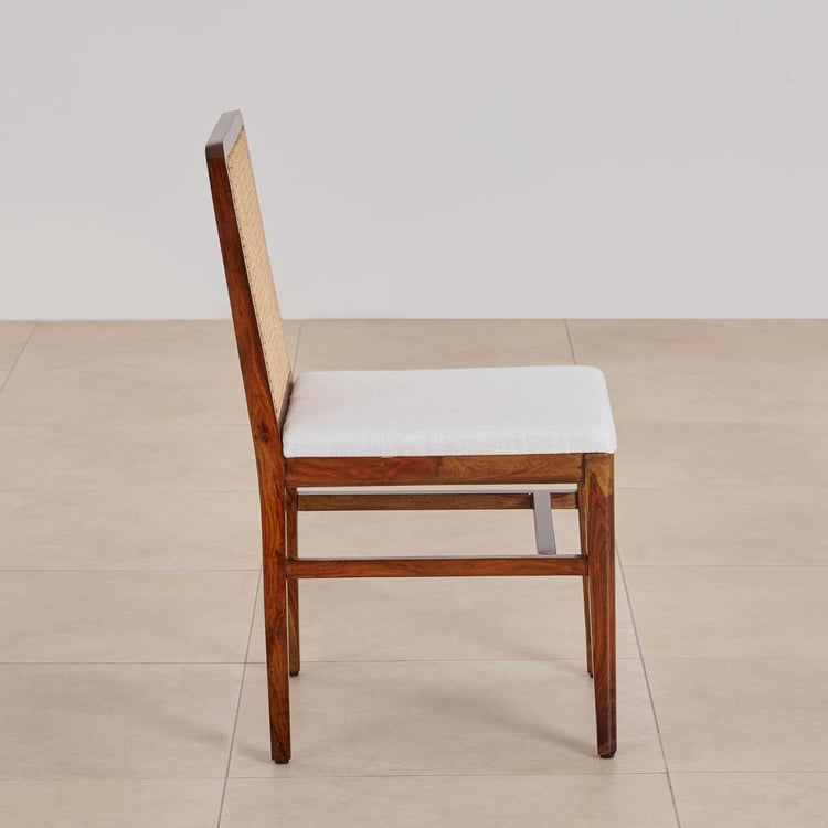 (Refurbished) Cane Connection Set of 2 Sheesham Wood Dining Chairs - Brown