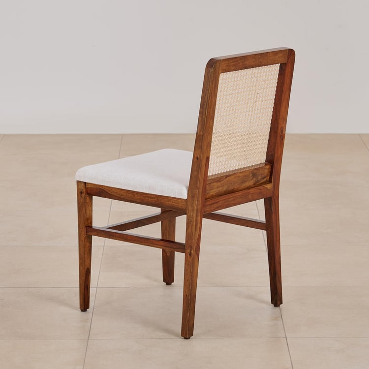 (Refurbished) Cane Connection Set of 2 Sheesham Wood Dining Chairs - Brown