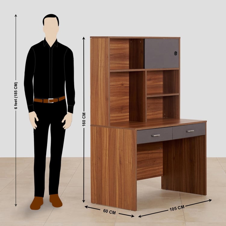 Buy Refurbished Quadro NXT Study Desk with Cabinet Brown from Home Centre at just INR 24998.0