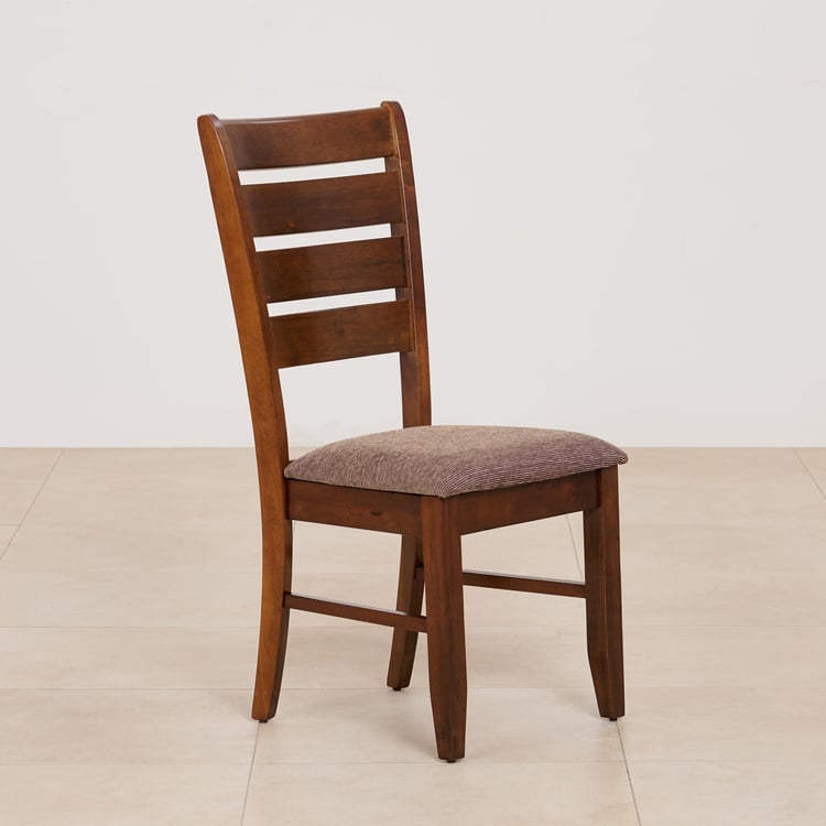 (Refurbished) Chunky Set of 2 Solid Wood Dining Chairs - Brown