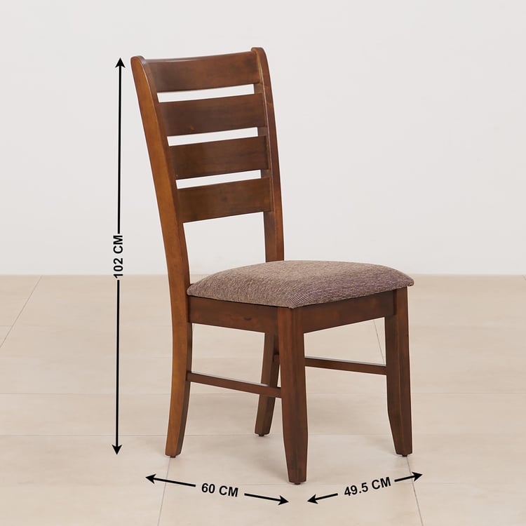 (Refurbished) Chunky Set of 2 Solid Wood Dining Chairs - Brown