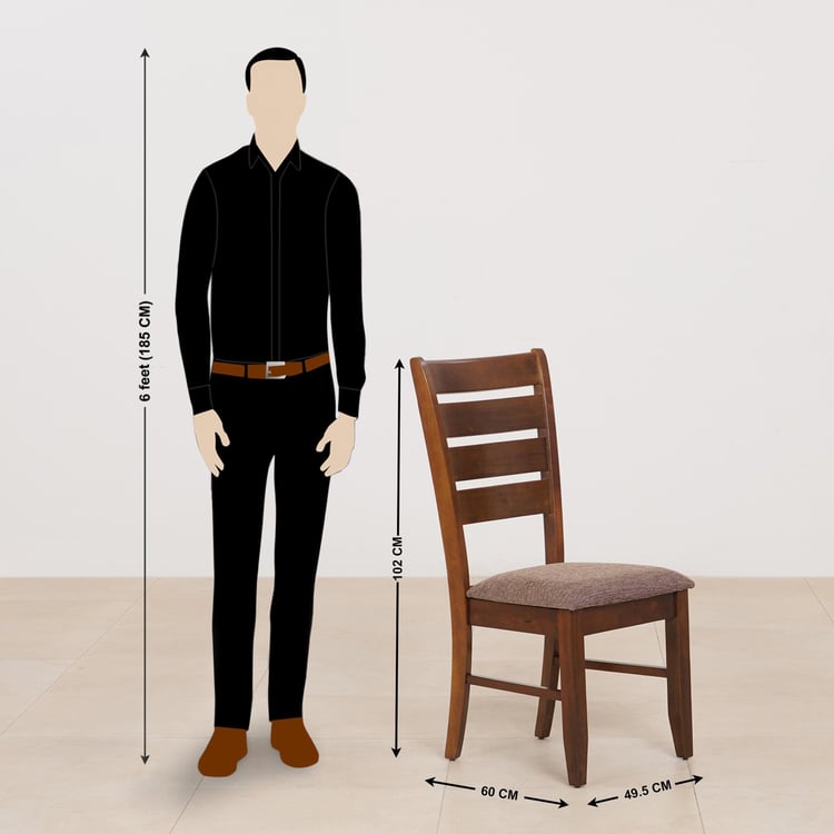 (Refurbished) Chunky Set of 2 Solid Wood Dining Chairs - Brown