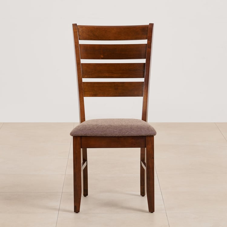 (Refurbished) Chunky Set of 2 Solid Wood Dining Chairs - Brown