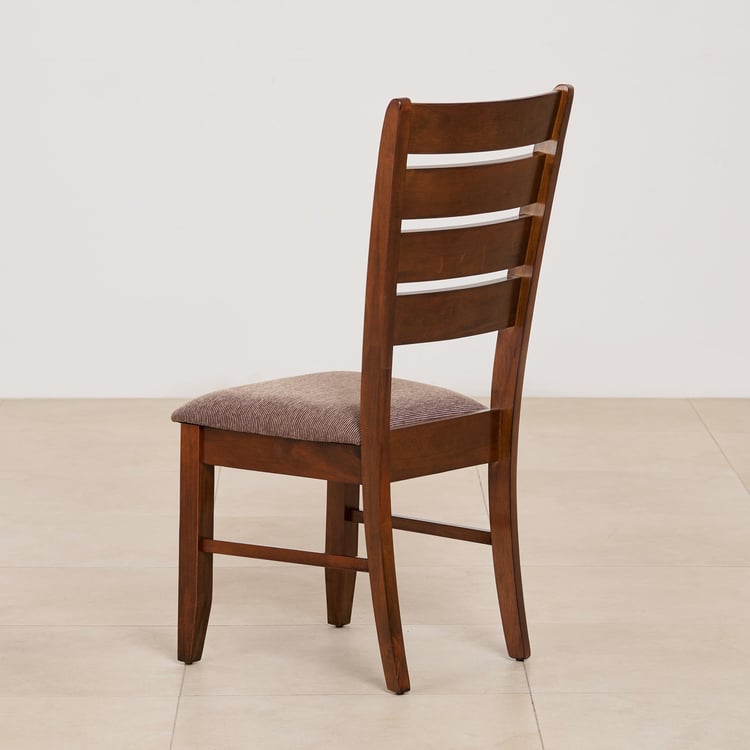 (Refurbished) Chunky Set of 2 Solid Wood Dining Chairs - Brown