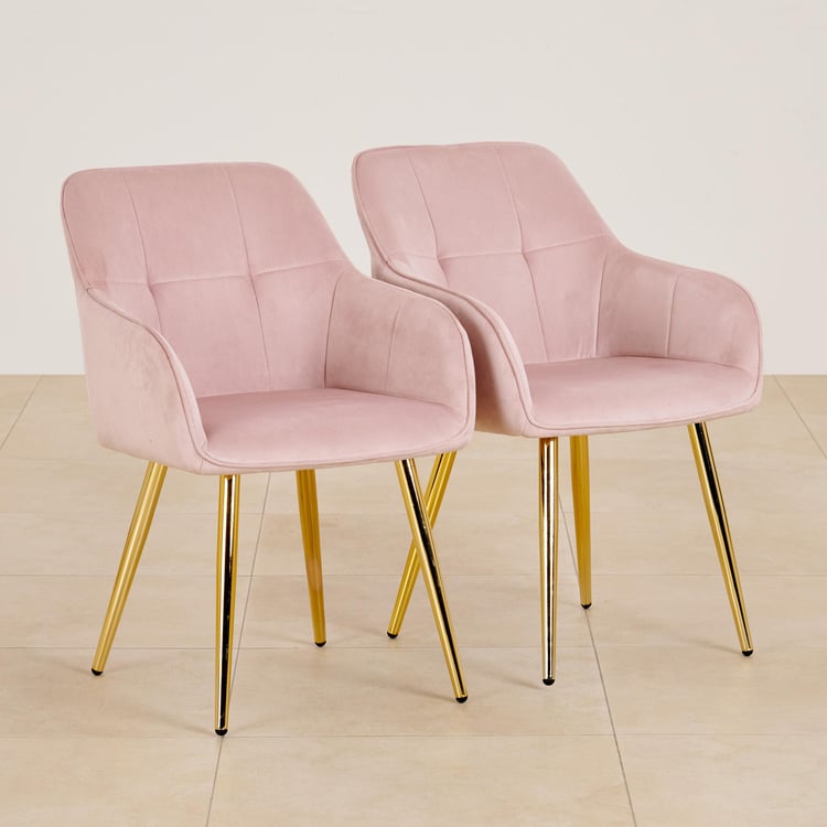 (Refurbished) Bella Set of 2 Fabric Dining Chairs - Pink