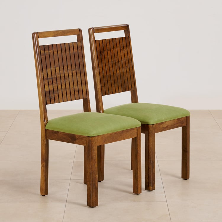 (Refurbished) Olivia Set of 2 Mango Wood Dining Chairs - Brown